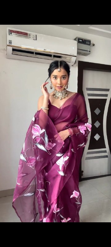 Premium Organza Silk With Digital Print*( Ready To Wear )