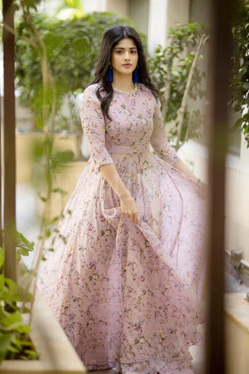 Beautiful Designer Wear Digital Printed Floor Length Full-stitched Gown