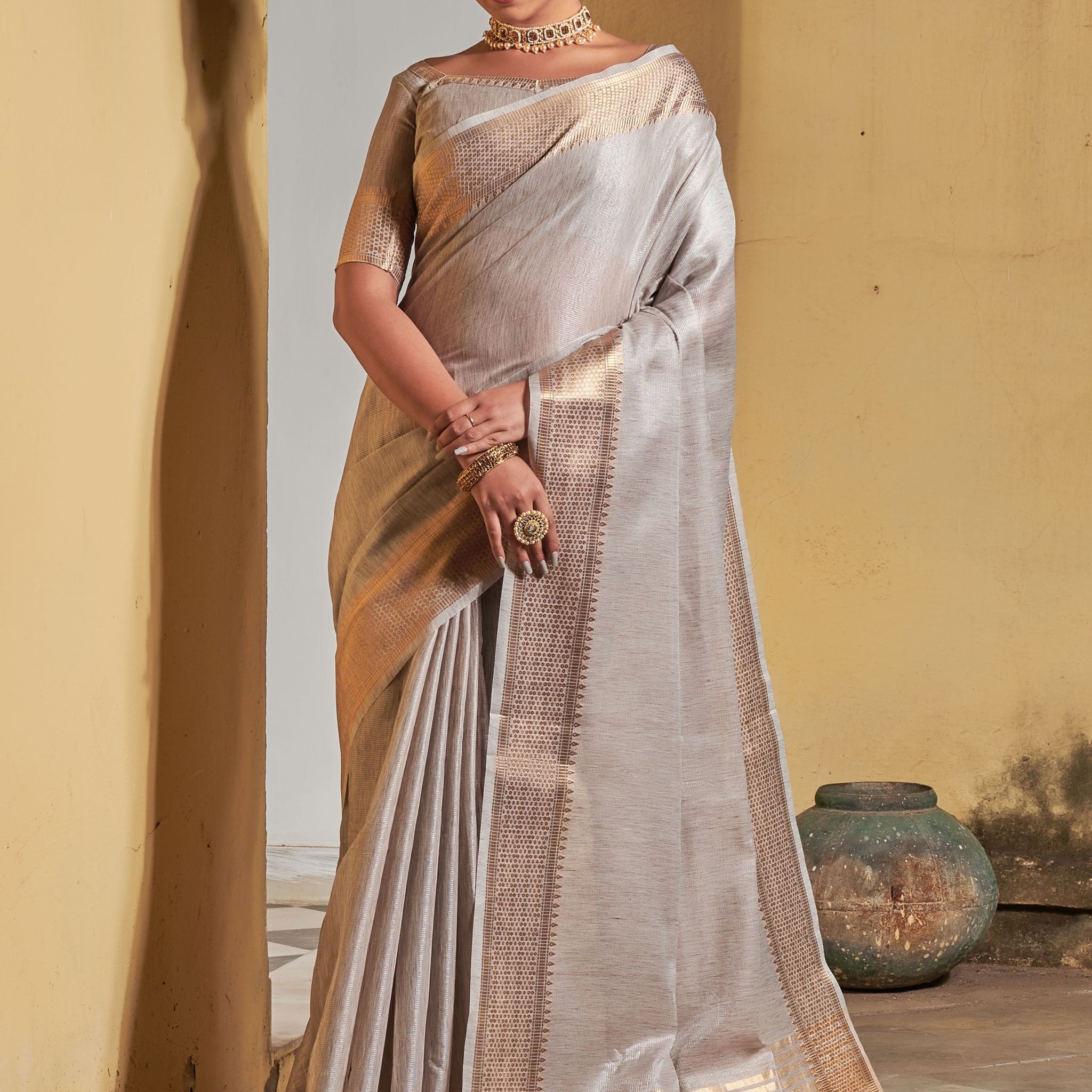 Maheshwari Silk Zari Woven Saree with Blouse (ALKA)