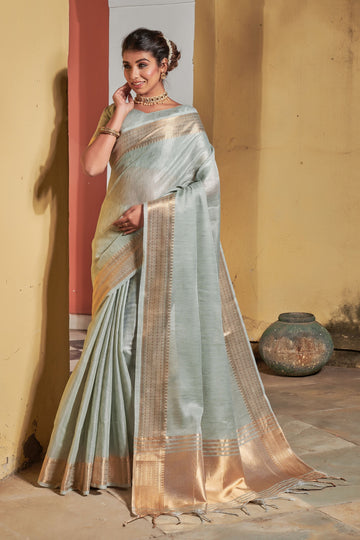 Mint Green Maheshwari Silk Saree