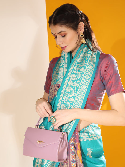 Maya Blue Two Tone Handloom Silk Saree