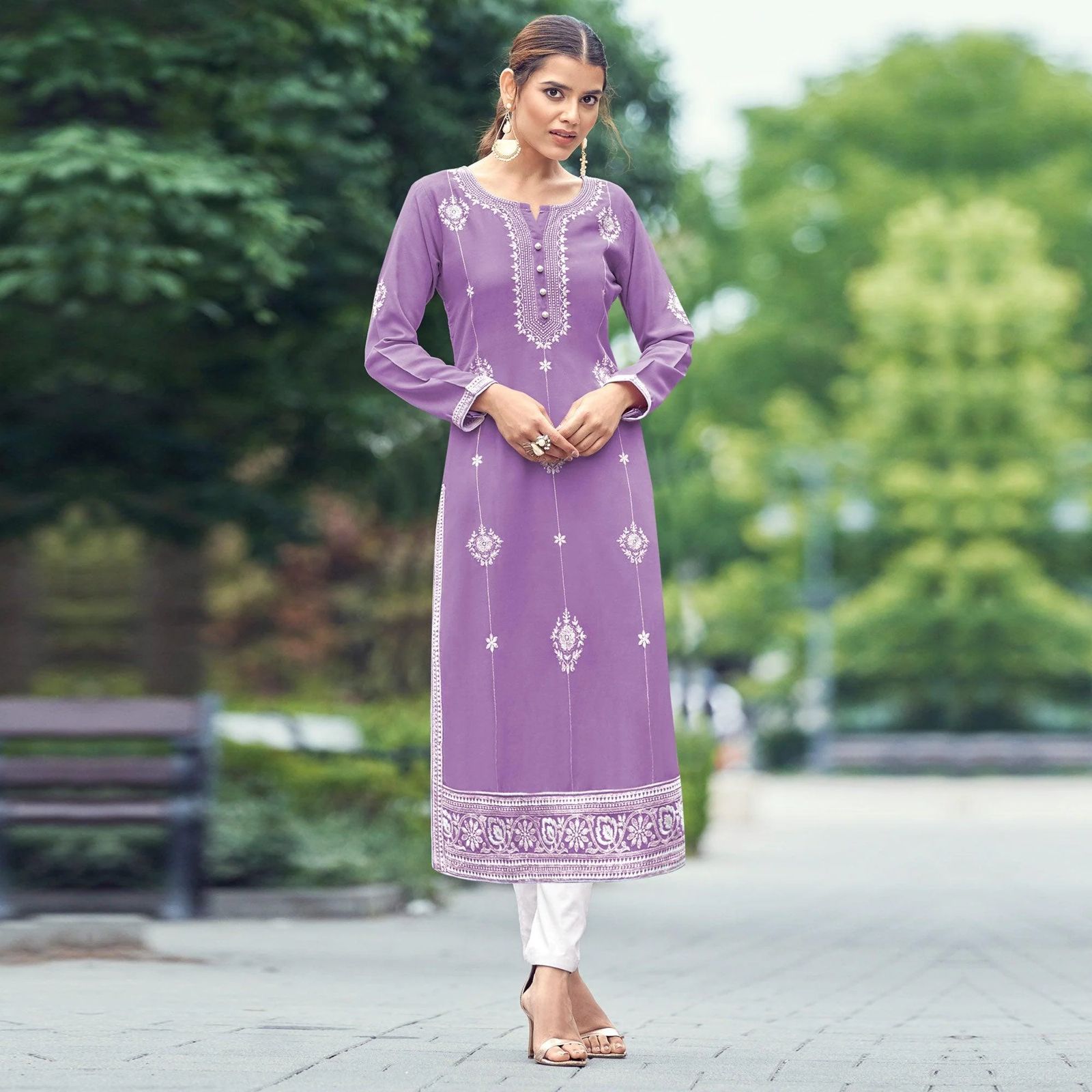 New Chikankari Exclusive Kurti_Pent Pair (Pink)