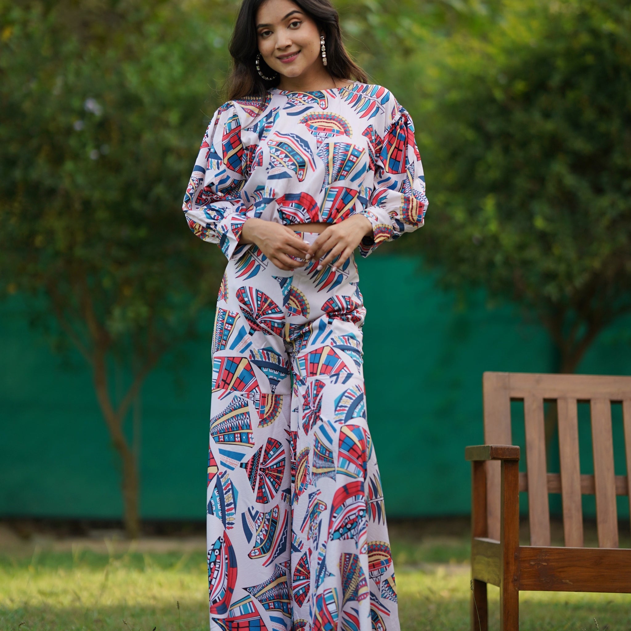 WHITE MULTI-COLOUR TEXTURED CO-ORD SET