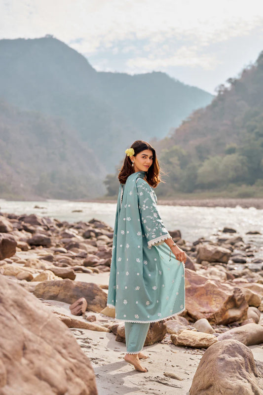 Blue Cotton Suit Set