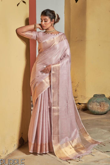 Premium Gajri Pink Golden Zari Worked Border Heavy Banarasi Saree