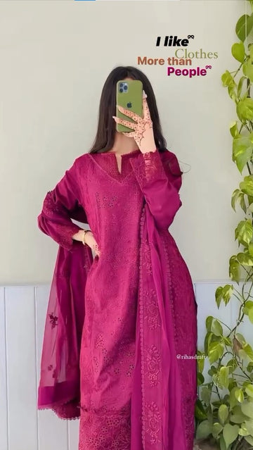 Pink Pearl Cutwork Suit