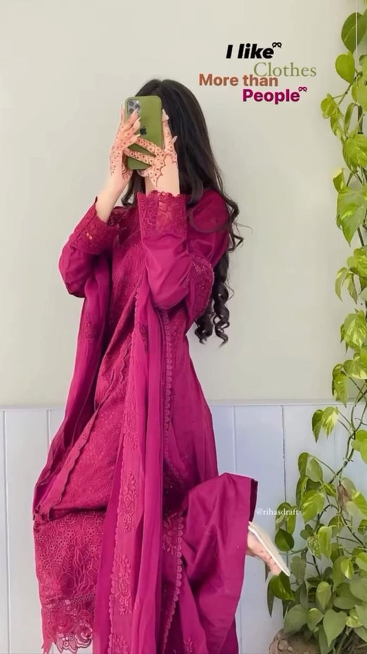 Pink Pearl Cutwork Suit