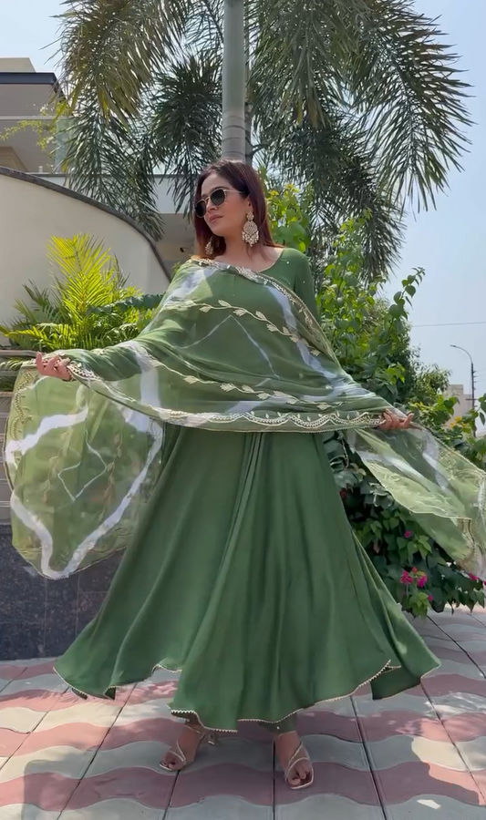 Cadmium Green Anarkali Suit Set