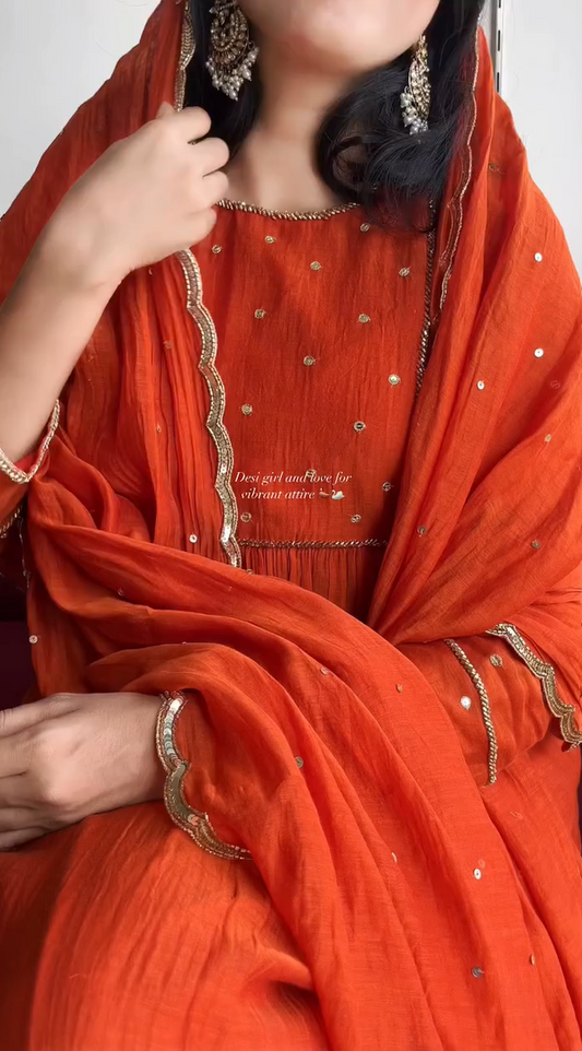 Orange Designer Suit Set