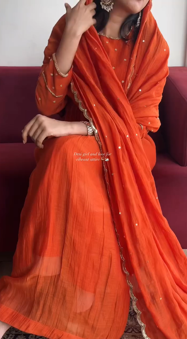 Orange Designer Suit Set