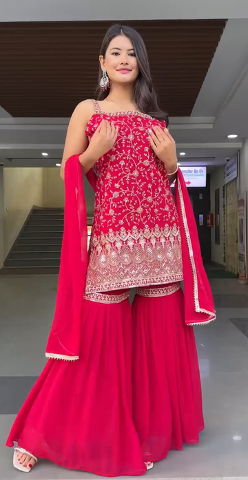 Dark Pink Sharar Set
