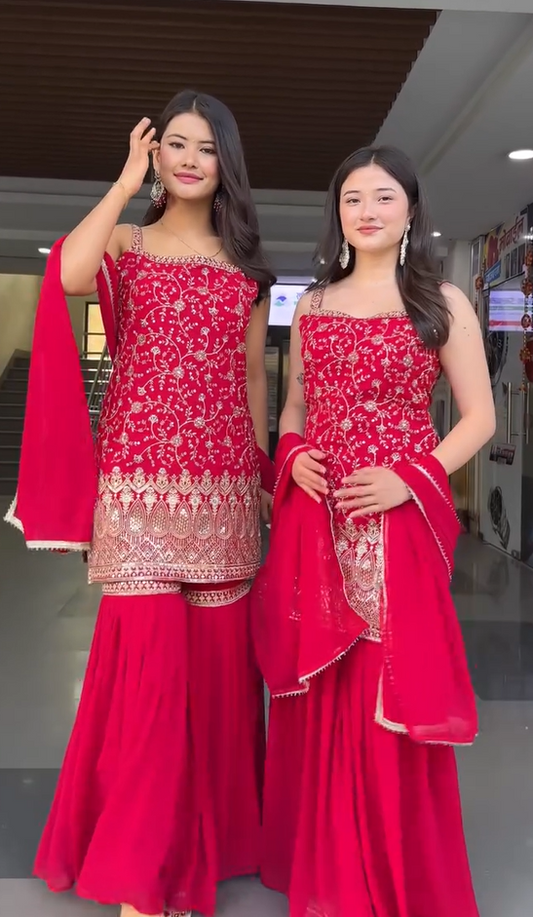 Dark Pink Sharar Set