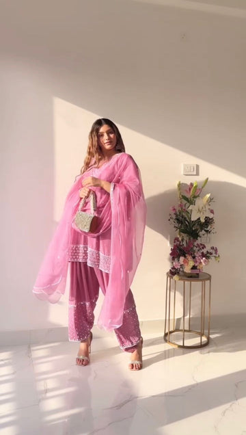 Pink Afghan Dhoti Style Designer Set
