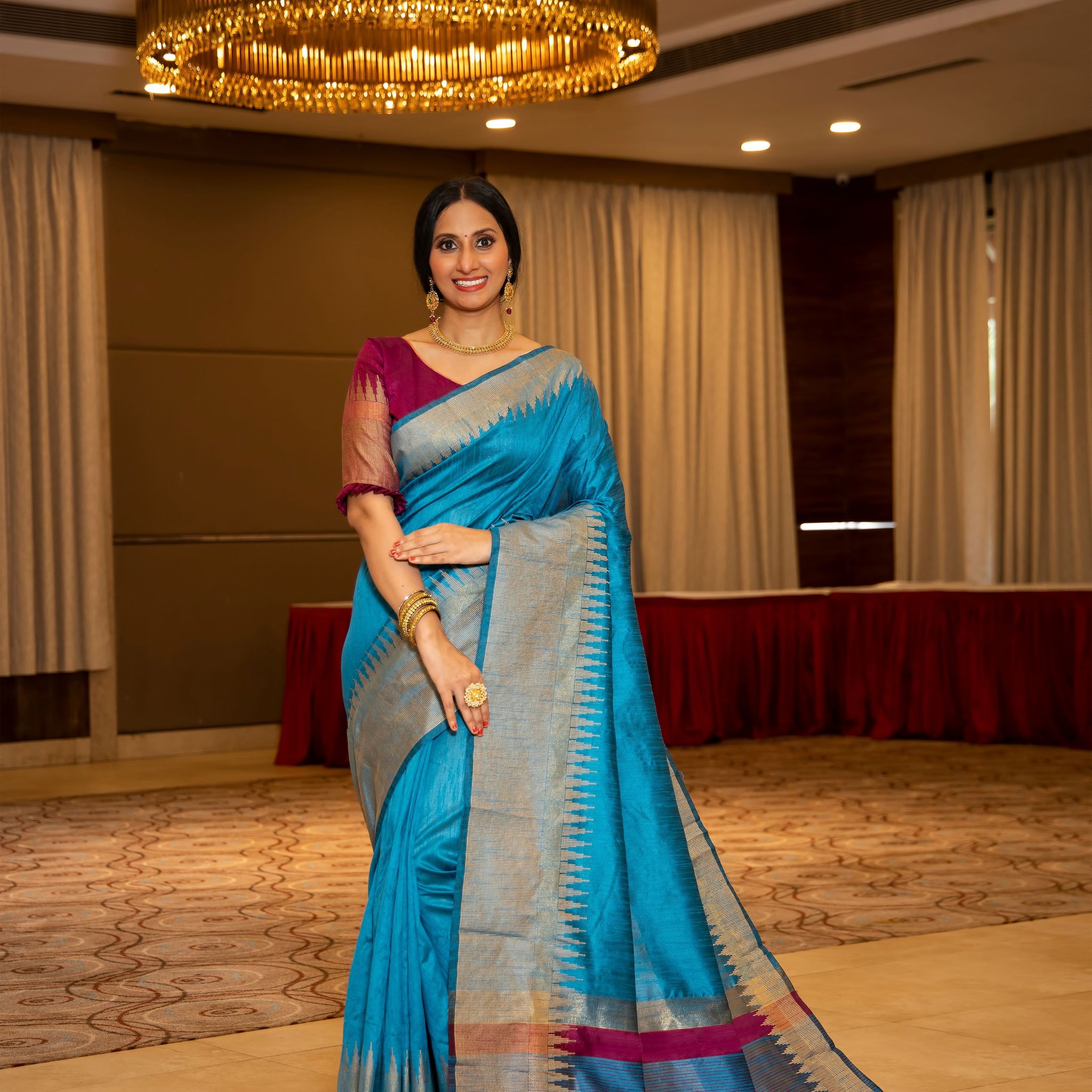 Eastern Blue Banarasi Raw Silk Saree