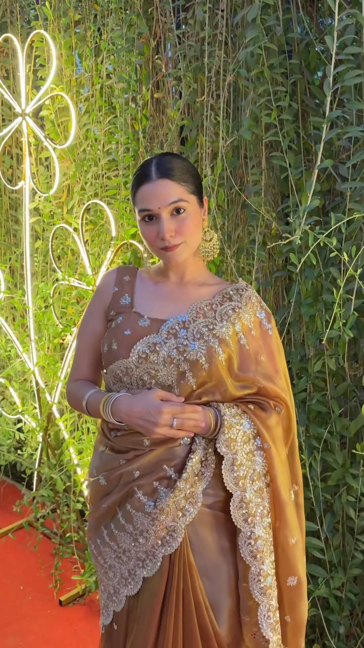 DESIGNER BRIDEMADE SEQUENCE EMBROIDERY SAREE WITH WORK BLOUSE